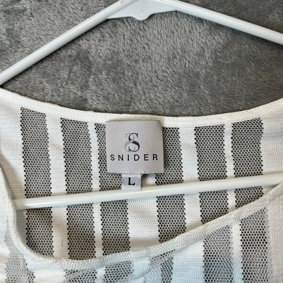 Staci Snider Primrose Top in White Stipe Mesh Size‎ Large - Picture 7 of 7